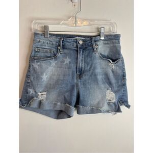 Good American GUC destructed faded star print slit shorts Size 6